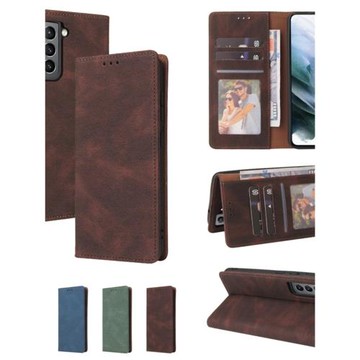 KUAIJIEWEI商務適用于三星s21fe夢幻超薄吸合s21ultra插卡s20plus翻蓋手機皮套