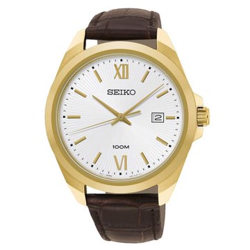 SEIKO 精工 CS系列簡約大三針時尚手錶/金X咖啡/42mm(6N42-00H0J/SUR284P1)SK003