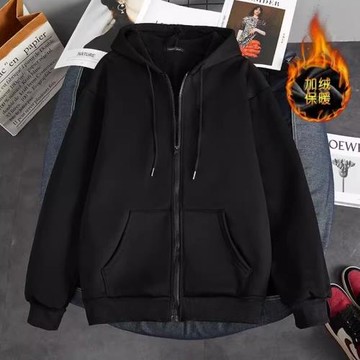 商場倒閉秋冬開衫男加絨加厚休閑連帽衫衛衣男士上衣潮流運動外套