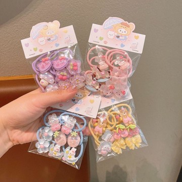 🥇金牌賣家 可開統編💎寶寶可愛小圈幼兒園女童高彈力頭繩小女孩扎頭髮皮筋可愛卡通髮圈兒童高彈力橡皮筋 彈力編織髮圈 紮