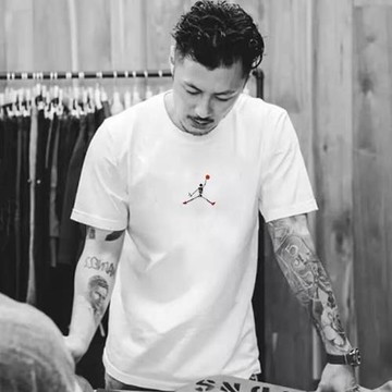 HANDIAN2025潮牌夏季T恤男圓領純棉寬松運動飛人短袖大碼情侶半袖