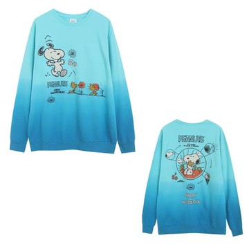 外貿休閑卡通可愛漸變圓領長袖加絨秋季衛衣 顯瘦寬松大版中長潮