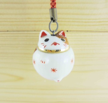【震撼精品百貨】招財貓_招き猫~招財貓手機吊飾/繩-圓白