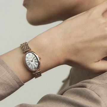 【Ven & Qu】Dome Beads 玫瑰金白手錶 – 21×31 mm 錶殼 不鏽