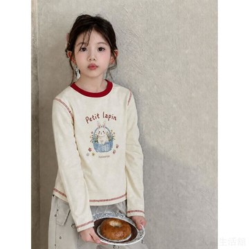 🎀臺灣出貨🎀秋裝長袖女童打底衫2026春秋新款洋氣童裝長袖T恤外穿修身上衣 女童上衣 兒童上衣 女童長袖上衣