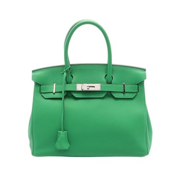 【二手名牌BRAND OFF】HERMES 愛馬仕 竹子綠 焦糖棕 Togo皮革 Birkin30 Verso 柏金包 手提包 Y刻