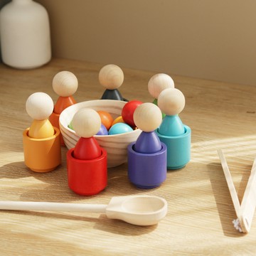 蒙氏早教7色球與杯 分類杯 幼兒顏色玩具 識別配對認知教具 玩具