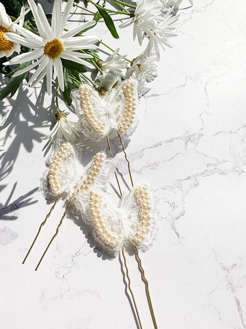 蝴蝶髮夾三件組｜和服髮飾｜新娘飾品