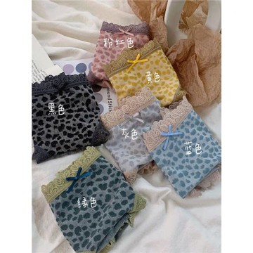 3條豹紋內褲女純棉襠性感蕾絲女士中腰舒適透氣少女生日系三角褲