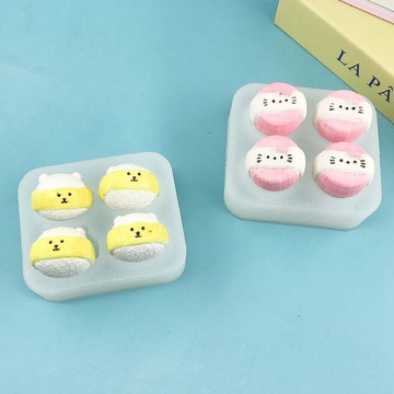 免運🎁自嘲熊DIY硅膠冰塊模具 自嘲熊萌趣硅膠冰格模具 製冰模具 家用製冰盒 廚房用品 卡通粉撲熊KT貓硅膠模具翻糖
