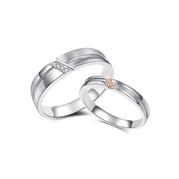 情侶對戒 鑽石K金白鋼 專屬戀人