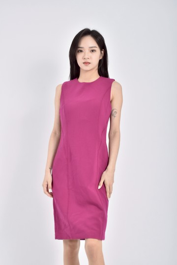 (S) mango質感無袖車線紫色洋裝