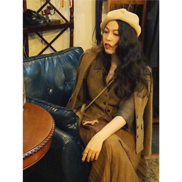 【釋縫】小西裝女羊絨毛呢外套英倫復古短款修身秋冬新品原創港風