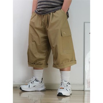 夏季日系復古純棉多口袋寬松戶外工裝短褲男士薄款休閑七分褲