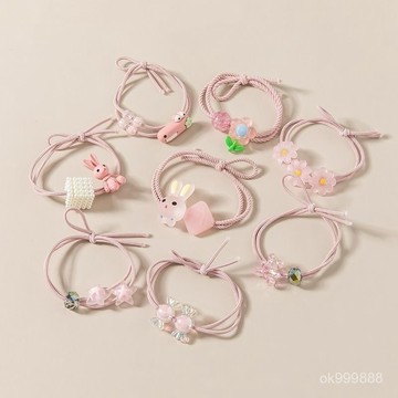【台灣出貨】 髮圈 皮筋 髮飾 頭繩 紮頭髮 
 女學生頭繩雙層花朵少女髮圈可愛紮頭髮繩馬尾高彈力兔子橡皮筋 WKKH