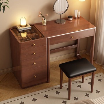 熱銷/免運 快速出貨 梳妝臺 化妝臺 梳妝台 化妝台 化妝櫃 北歐實木梳妝臺原木風小戶型臥室網紅化妝桌收納斗柜一體家用妝臺