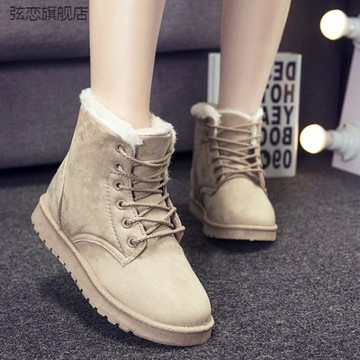 冬季新款雪地靴女街頭馬丁短靴系帶大碼棉鞋學生保暖加絨鞋子潮