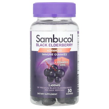 Sambucol, 黑接骨木果，含維生素 C + 鋅，30 粒軟糖