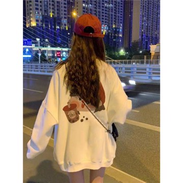 純棉美式復古vibe衛衣女春秋薄款2023新款爆款oversize慵懶風上衣