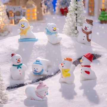 微景觀可愛打雪仗聖誕節雪人公仔 diy裝飾品水晶瓶配件迷你小擺件