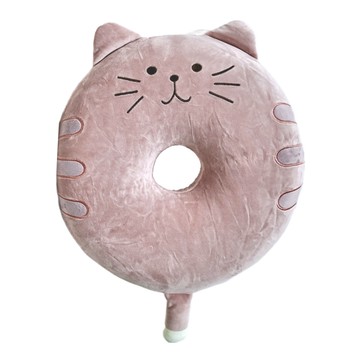 西格傢飾 喵喵甜甜圈美臀坐墊 超柔水晶絨記憶棉  40 x 40 x 7cm  粉紅喵  1個