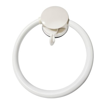 雙手萬能 強力吸盤浴巾環 免釘安裝 浴室收納好幫手  16 x 18.5 x 4.5cm  白色  1個