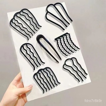 ⚡台湾出貨⚡懒人盘发神器丸子头四齿插梳发梳发簪倒插发卡U形发夹造型头饰女 WRET