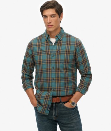 Superdry Men's Vintage Check Shirt Green Size: L