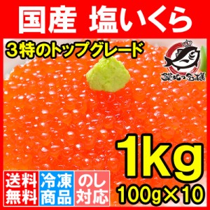 送料無料 塩イクラ 1kg 100g×10パック 厳選の国産3特グレードの本格塩イクラ！皮までトロける上物。ギフトに大人気！【塩いくら いくら