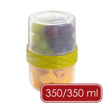 《tescoma》4Food雙層旋蓋密封罐-綠350ml-- 收納瓶 儲物罐 零食罐