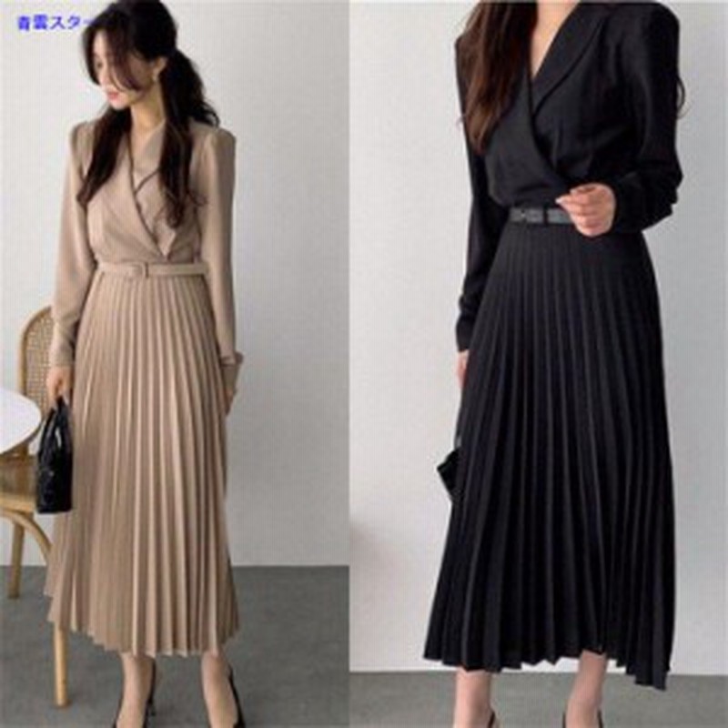 ワンピース プリーツ プリーツワンピース レディース 長袖 秋 冬 ロング マキシ ロングワンピース 綺麗 大きいサイズ おしゃれ ベルト付 通販 Lineポイント最大get Lineショッピング