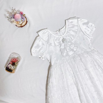 現貨 典雅白紗 洋裝 小禮服 花童