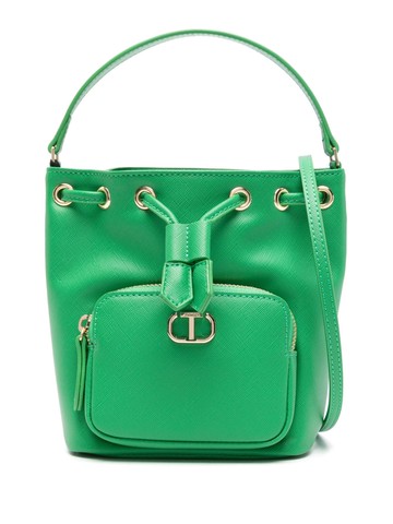 TWINSET - Oval-T drawstring bucket bag - women - Polyurethane/Polyester - One Size - Green