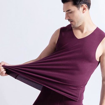 男士保暖背心無痕加絨發熱秋冬季馬甲德絨雙面絨貼片加厚打底內衣