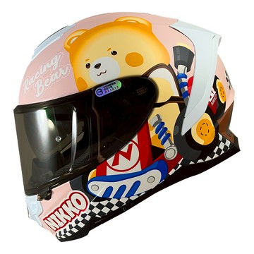 Nikko 安全帽 N806 / N-806 Q熊卡丁車 果醬粉 浮動式鏡座 排扣 內藏墨鏡 全罩