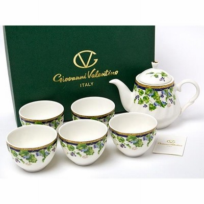 【送料無料】Giovanni Valentinoジョバンニ　ヴァレンチノ　ティー茶器セット（ポット1個+カップ5客） /お茶のふじい・藤井茶舗