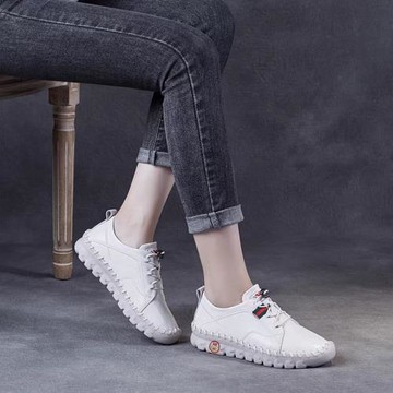 真皮鞋軟底單鞋新款小皮鞋平底小白鞋時尚旅游鞋輕便球鞋軟皮潮鞋