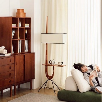 公司貨 超低價 【kasak】實木中古邊幾落地燈客廳沙發臥室床頭置物立式設計復古 快速發貨