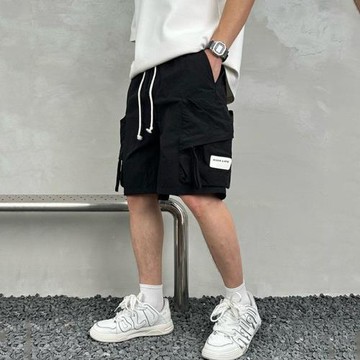 速干多口袋薄款工裝短褲男2025夏季純色簡約寬松潮牌運動褲五分褲