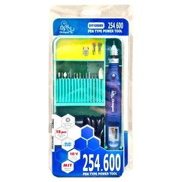 Octopus 章魚牌 筆型刻模機 18件組 適用於3D列印 模型玩具 美甲修整 模具拋光 玻璃雕刻 寵物磨甲 寶飾研磨 金屬鑽孔  1個