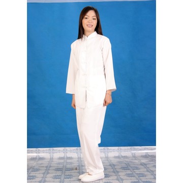 現貨供應弘喧 立領直排 白滾白 靈修衣 禪服 團體 禪修服 打坐 套裝 茶服 道服 修道 居士服 慈惠堂 母娘 宮廟