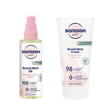 德國 珊諾 sanosan S孕光膠原彈力抗紋霜175ml/植萃抗紋護理油100ml