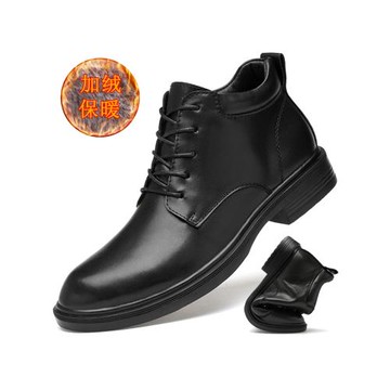 真皮馬丁靴男英倫風中幫皮鞋加絨保暖冬季大碼男士商務休閑高幫鞋