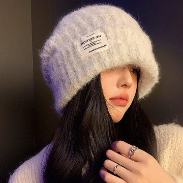 2025新款 韓國針織帽子 冬季保暖堆堆毛線帽 帽子女 大頭圍顯臉小 寬鬆護耳針織帽