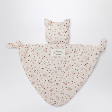 Cream floral doudou with kitten