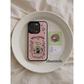 韓國ins小眾甜酷個性插畫17pro黑邊軟殼適用iphone16promax/14pro蘋果13/12/11全包15promax手機保護套