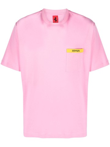 Ferrari - logo-patch cotton T-shirt - men - Cotton - XXXL - Pink