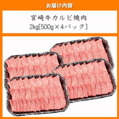 ふるさと納税 日南市 内閣総理大臣賞4連覇 宮崎牛カルビ 焼肉・バーベキュー用 合計2kg(500g×4パック)(日南市)