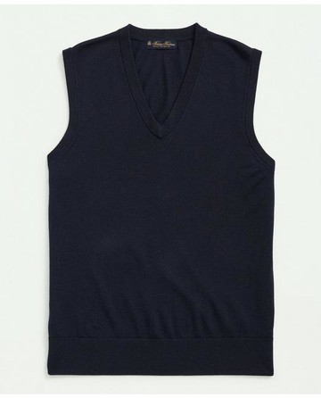 Brooks Brothers Men's Fine Merino Wool Sweater Vest | Navy | Size Large