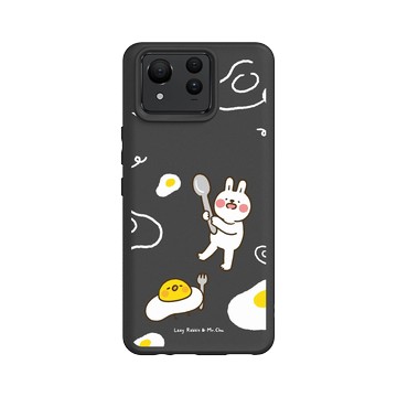 Zenfone 11 Ultra SolidSuit 黑 - 懶散兔與啾先生 Lazy Rabbit and Mr.Chu - 荷包蛋